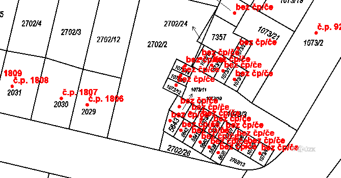 Žatec 43333028 na parcele st. 1073/12 v KÚ Žatec, Katastrální mapa