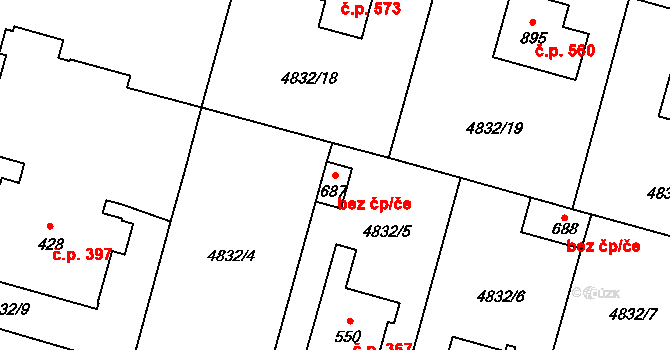 Mohelno 44085028 na parcele st. 687 v KÚ Mohelno, Katastrální mapa