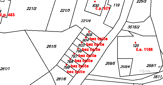 Kořenov 44224028 na parcele st. 803 v KÚ Příchovice u Kořenova, Katastrální mapa