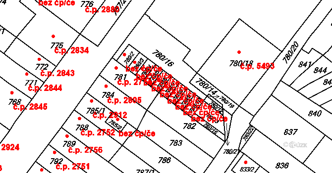 Chomutov 45057028 na parcele st. 780/7 v KÚ Chomutov II, Katastrální mapa