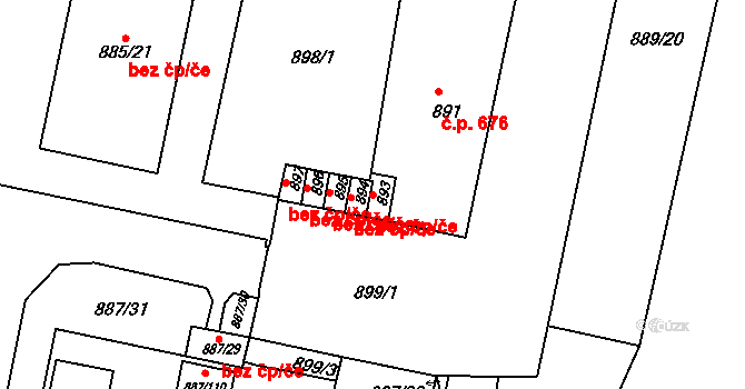 Brno 45578028 na parcele st. 893 v KÚ Zábrdovice, Katastrální mapa