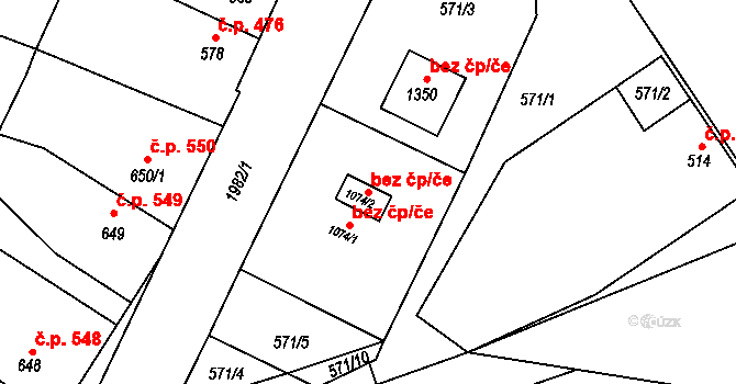 Třebechovice pod Orebem 48066028 na parcele st. 1074/2 v KÚ Třebechovice pod Orebem, Katastrální mapa