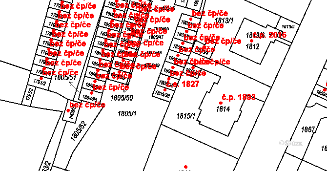 Teplice 50206028 na parcele st. 1805/35 v KÚ Teplice, Katastrální mapa