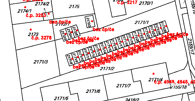 Chomutov 2013 na parcele st. 2171/13 v KÚ Chomutov II, Katastrální mapa