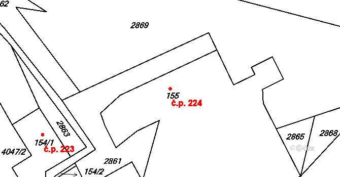 Šonov 224 na parcele st. 155 v KÚ Šonov u Broumova, Katastrální mapa