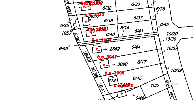 Sezimovo Ústí 3047 na parcele st. 2562 v KÚ Sezimovo Ústí, Katastrální mapa