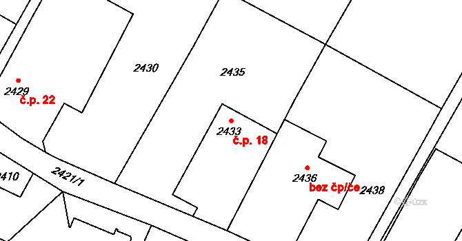 Hýlov 18, Klimkovice na parcele st. 2433 v KÚ Klimkovice, Katastrální mapa