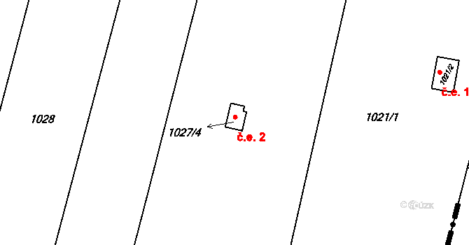 Rynholec 2 na parcele st. 1027/4 v KÚ Rynholec, Katastrální mapa