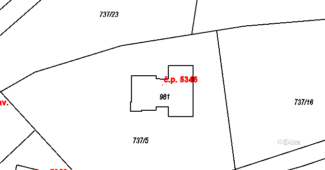 Kokonín 5346, Jablonec nad Nisou na parcele st. 981 v KÚ Kokonín, Katastrální mapa