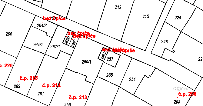 Starovičky 93722028 na parcele st. 260/2 v KÚ Starovičky, Katastrální mapa