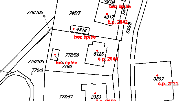 Havlíčkův Brod 2944 na parcele st. 5125 v KÚ Havlíčkův Brod, Katastrální mapa