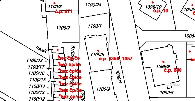 Chotěboř 1356,1357 na parcele st. 1100/8 v KÚ Chotěboř, Katastrální mapa