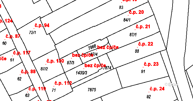 Telč 104884029 na parcele st. 87/4 v KÚ Telč, Katastrální mapa