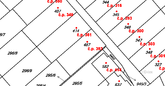 Rokytnice 393 na parcele st. 487 v KÚ Rokytnice u Přerova, Katastrální mapa