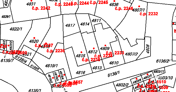 Jihlava 2234 na parcele st. 4812 v KÚ Jihlava, Katastrální mapa