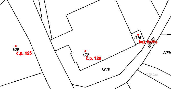 Nové Heřminovy 129 na parcele st. 172 v KÚ Nové Heřminovy, Katastrální mapa