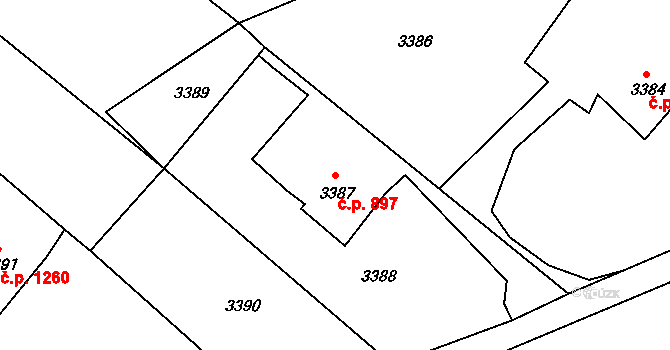 Rychvald 897 na parcele st. 3387 v KÚ Rychvald, Katastrální mapa