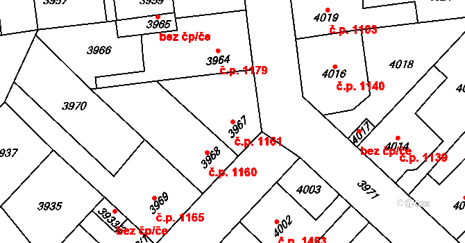 Kročehlavy 1161, Kladno na parcele st. 3967 v KÚ Kročehlavy, Katastrální mapa