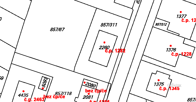 Blansko 1282 na parcele st. 2260 v KÚ Blansko, Katastrální mapa