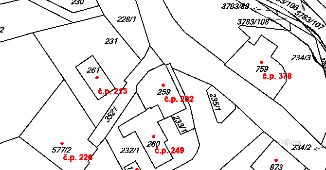 Cvikov II 202, Cvikov na parcele st. 259 v KÚ Cvikov, Katastrální mapa