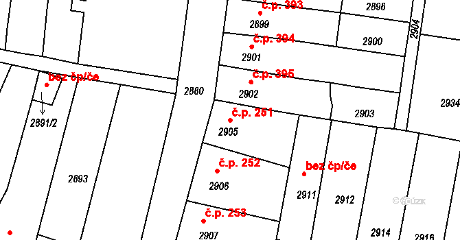 Mimoň I 251, Mimoň na parcele st. 2905 v KÚ Mimoň, Katastrální mapa