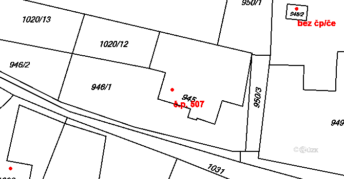 Lutyně 507, Orlová na parcele st. 945 v KÚ Horní Lutyně, Katastrální mapa