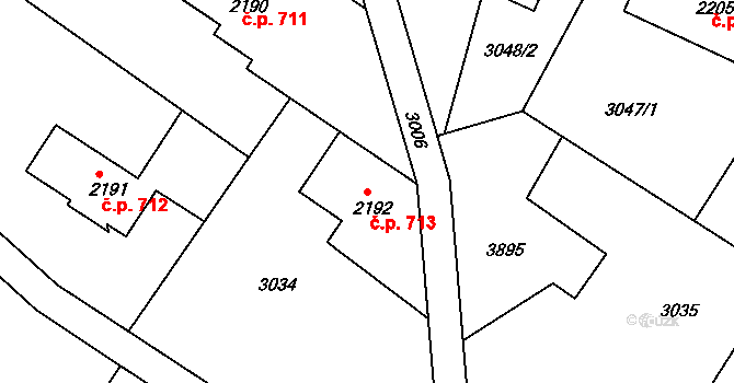 Chrudim IV 713, Chrudim na parcele st. 2192 v KÚ Chrudim, Katastrální mapa