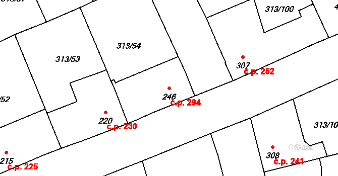 Černčice 294 na parcele st. 246 v KÚ Černčice u Loun, Katastrální mapa
