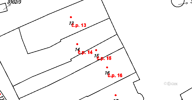 Pelhřimov 15 na parcele st. 15 v KÚ Pelhřimov, Katastrální mapa