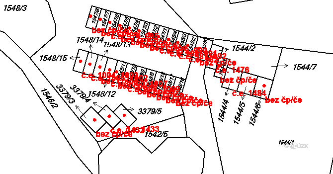 Pelhřimov 994,1013 na parcele st. 1548/17 v KÚ Pelhřimov, Katastrální mapa