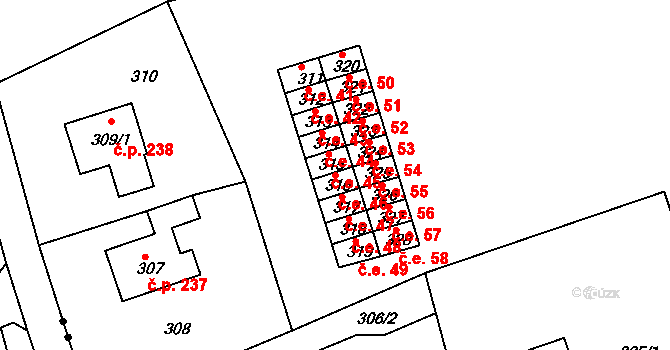 Běhánky 46, Dubí na parcele st. 316 v KÚ Běhánky, Katastrální mapa