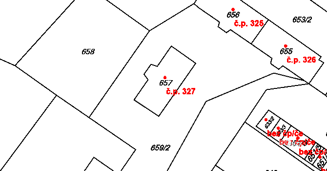 Dolní Rychnov 327 na parcele st. 657 v KÚ Dolní Rychnov, Katastrální mapa