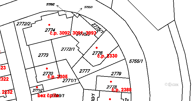 Záběhlice 2330, Praha na parcele st. 2776 v KÚ Záběhlice, Katastrální mapa