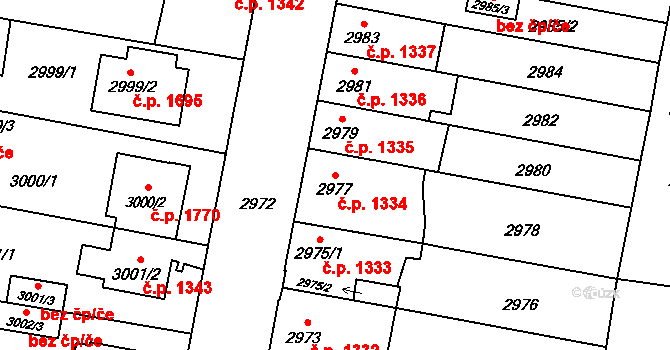České Budějovice 7 1334, České Budějovice na parcele st. 2977 v KÚ České Budějovice 7, Katastrální mapa