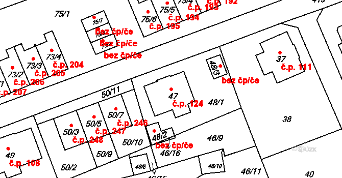 Liberec IX-Janův Důl 124, Liberec na parcele st. 47 v KÚ Janův Důl u Liberce, Katastrální mapa