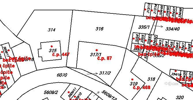 Liberec XIV-Ruprechtice 87, Liberec na parcele st. 317/1 v KÚ Ruprechtice, Katastrální mapa