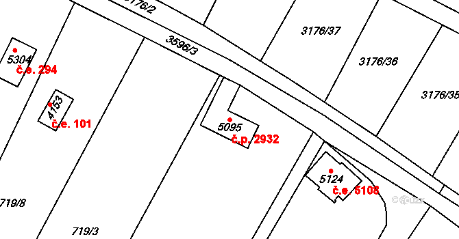 Dvůr Králové nad Labem 2932 na parcele st. 5095 v KÚ Dvůr Králové nad Labem, Katastrální mapa