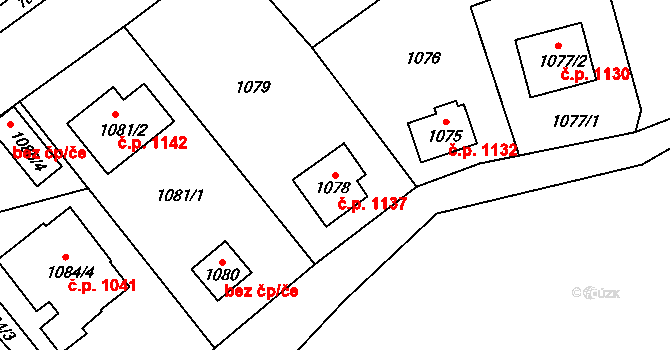 Řevnice 1137 na parcele st. 1078 v KÚ Řevnice, Katastrální mapa