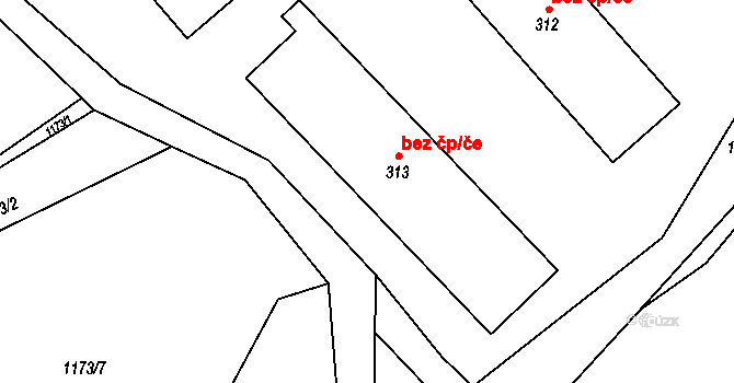 Ruda nad Moravou 38974029 na parcele st. 313 v KÚ Hrabenov, Katastrální mapa