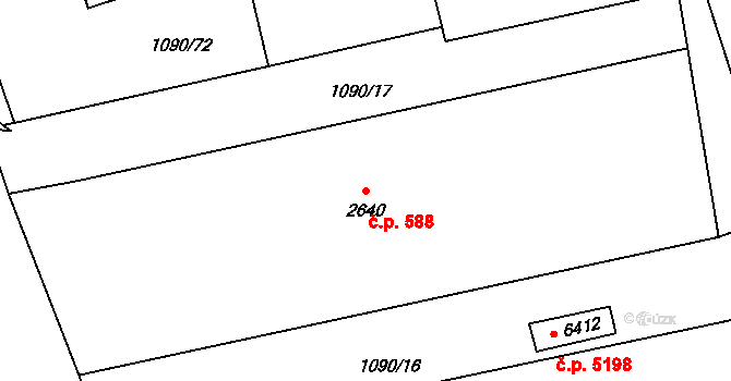 Zlín 588 na parcele st. 2640 v KÚ Zlín, Katastrální mapa
