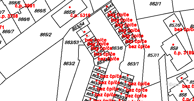 Jablonec nad Nisou 43295029 na parcele st. 863/50 v KÚ Mšeno nad Nisou, Katastrální mapa