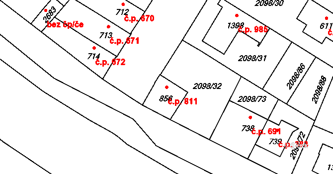 Kateřinky 811, Opava na parcele st. 856 v KÚ Kateřinky u Opavy, Katastrální mapa