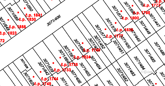 Hlučín 1740 na parcele st. 3071/680 v KÚ Hlučín, Katastrální mapa