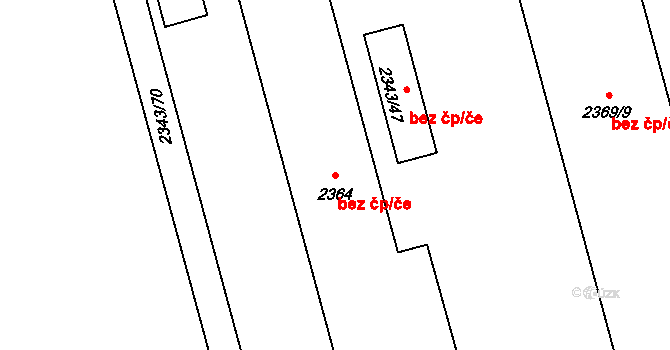 Plzeň 46362029 na parcele st. 2364 v KÚ Plzeň, Katastrální mapa