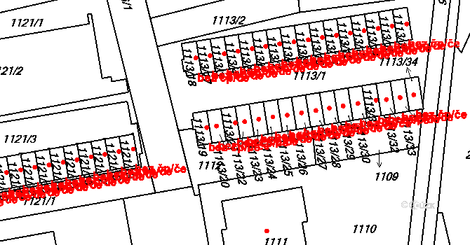 Praha 22 46692029 na parcele st. 1113/21 v KÚ Lhotka, Katastrální mapa