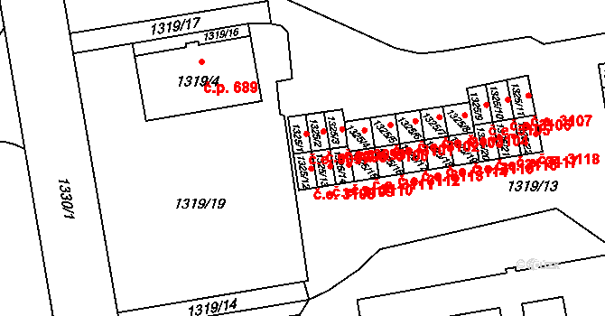 Prostřední Suchá 3108, Havířov na parcele st. 1325/12 v KÚ Prostřední Suchá, Katastrální mapa