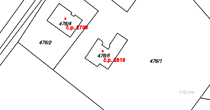 Rožnov pod Radhoštěm 2818 na parcele st. 476/5 v KÚ Tylovice, Katastrální mapa