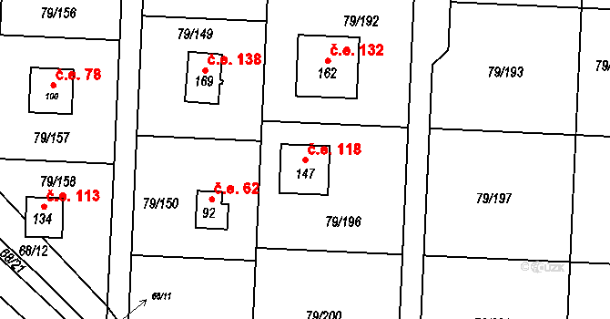 Vadkovice 118, Chbany na parcele st. 147 v KÚ Vadkovice, Katastrální mapa