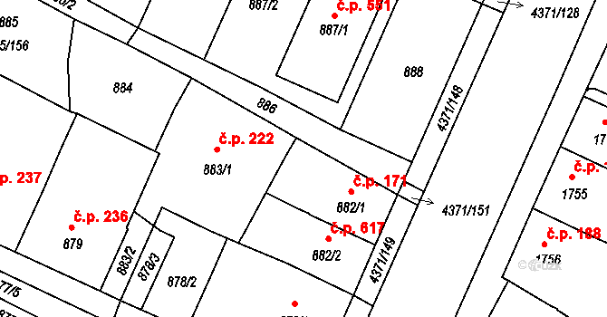 Veselí nad Lužnicí II 617, Veselí nad Lužnicí na parcele st. 882/2 v KÚ Veselí nad Lužnicí, Katastrální mapa