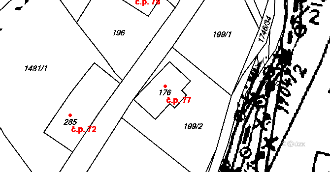 Ruprechtice 77, Meziměstí na parcele st. 176 v KÚ Ruprechtice u Broumova, Katastrální mapa